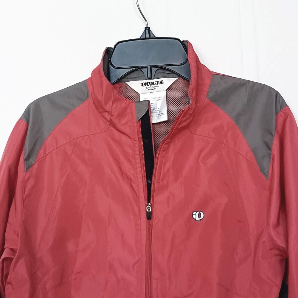 PEARL iZUMi Women's M Cycling Windbreaker Jacket Red/Gray Full Zip Pockets - Picture 3 of 16